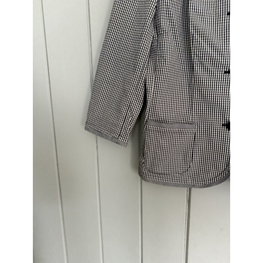 Talbots Gingham Blazer 6 Stretch Black White Cotton Poplin Sprint Summer - Picture 3 of 8